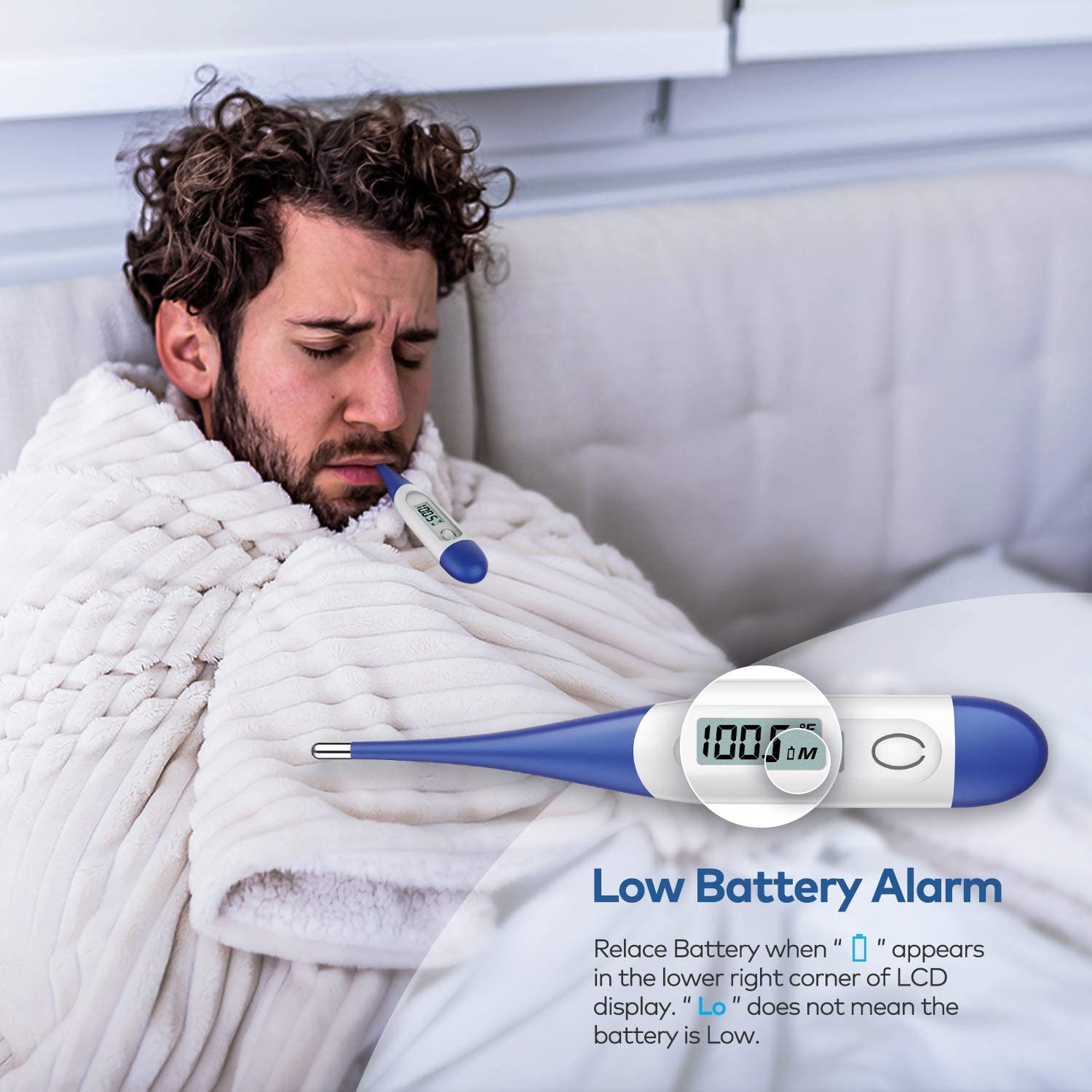 Thermometer for Adults, Digital Oral Thermometer for Fever with 10